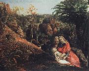 landscape with repose of the holy family Samuel Palmer